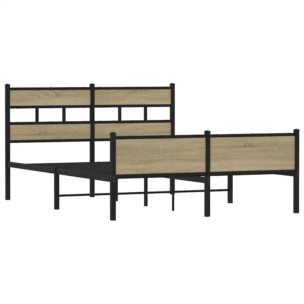 Letto matrimoniale | Letto per adulti | Giroletto senza Materaso in Metallo Rovere Sonoma 160x200 cm - Image 4