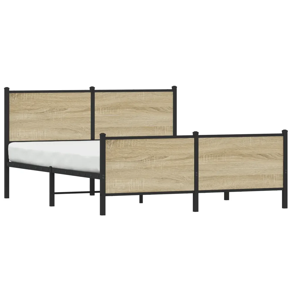 Letto matrimoniale | Letto per adulti | Giroletto senza Materaso in Metallo Rovere Sonoma 160x200 cm - Image 3