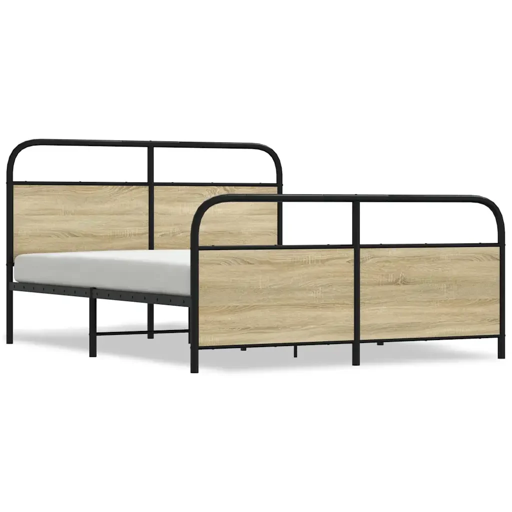 Letto matrimoniale | Letto per adulti | Giroletto senza Materaso in Metallo Rovere Sonoma 160x200 cm
