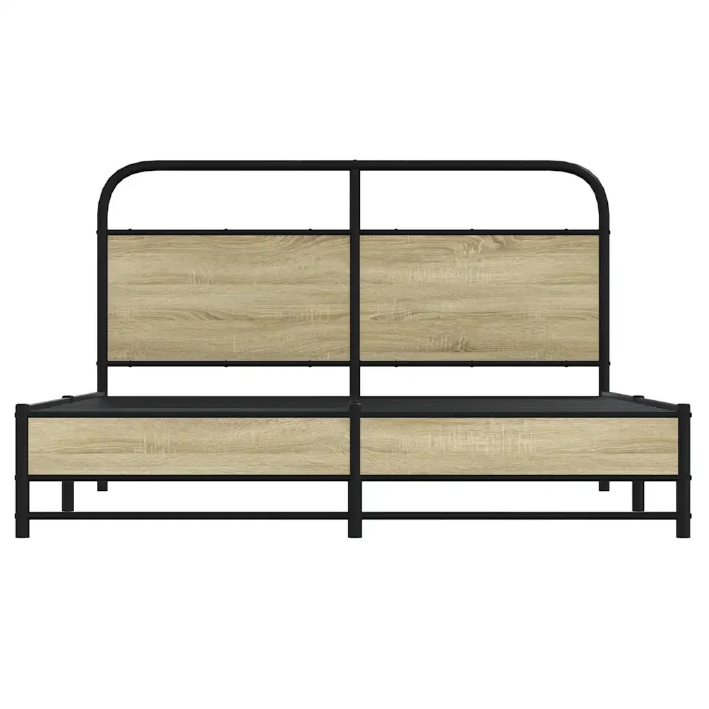 Letto matrimoniale | Letto per adulti | Giroletto senza Materaso in Metallo Rovere Sonoma 160x200 cm - Image 5