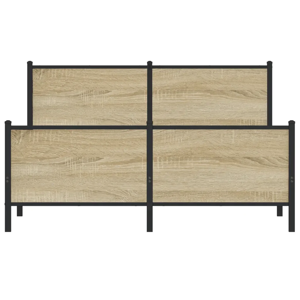 Letto matrimoniale | Letto per adulti | Giroletto senza Materaso in Metallo Rovere Sonoma 160x200 cm - Image 5