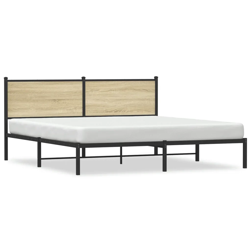 Letto matrimoniale | Letto per adulti | Giroletto senza Materaso in Metallo Rovere Sonoma 160x200 cm