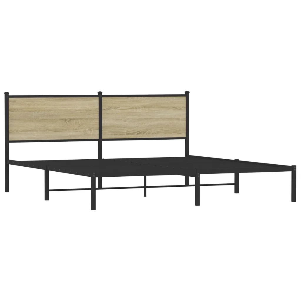 Letto matrimoniale | Letto per adulti | Giroletto senza Materaso in Metallo Rovere Sonoma 160x200 cm - Image 3