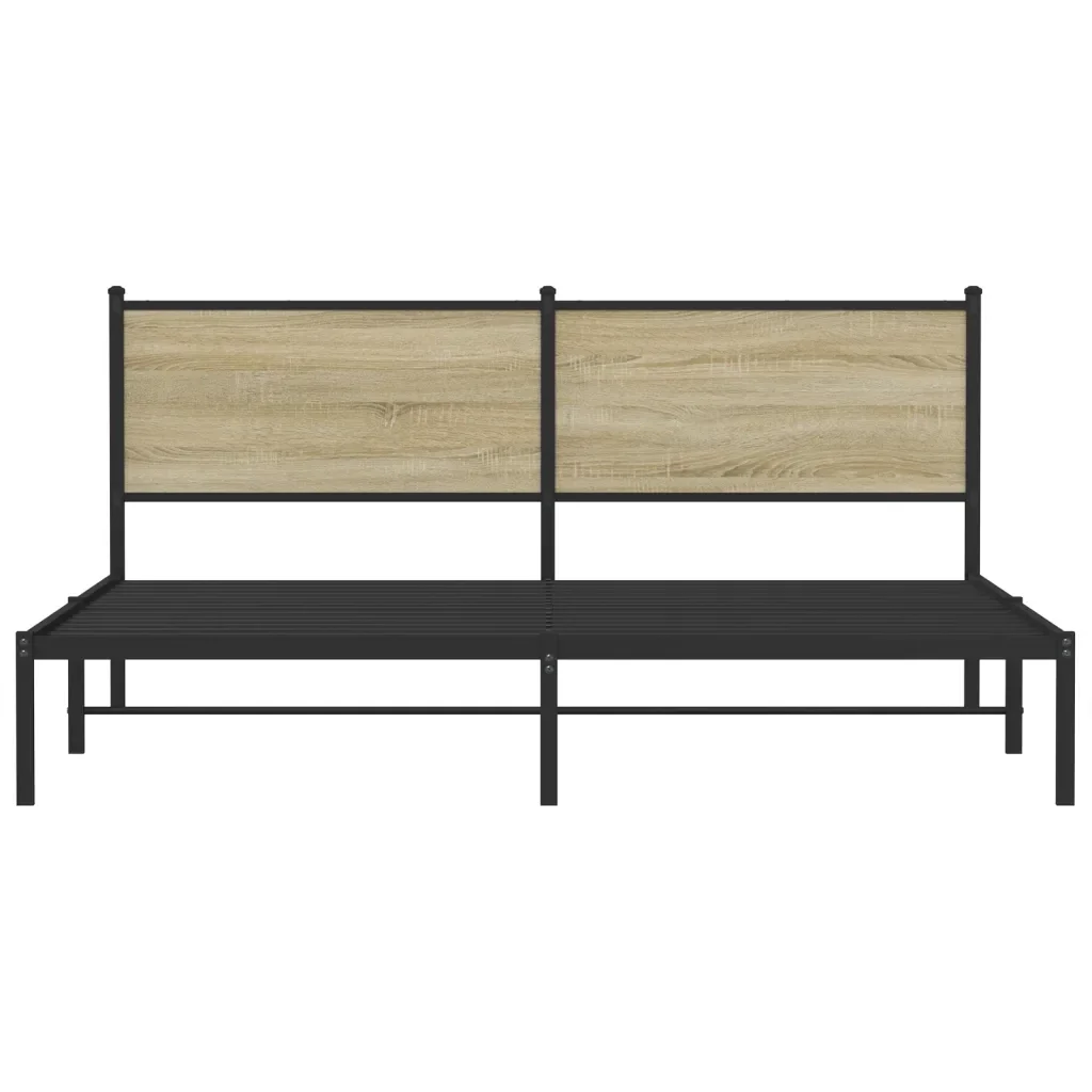 Letto matrimoniale | Letto per adulti | Giroletto senza Materaso in Metallo Rovere Sonoma 160x200 cm - Image 5