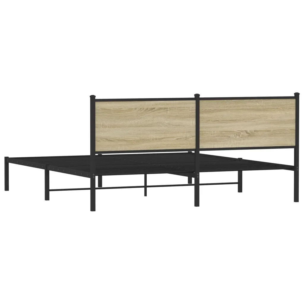 Letto matrimoniale | Letto per adulti | Giroletto senza Materaso in Metallo Rovere Sonoma 160x200 cm - Image 7