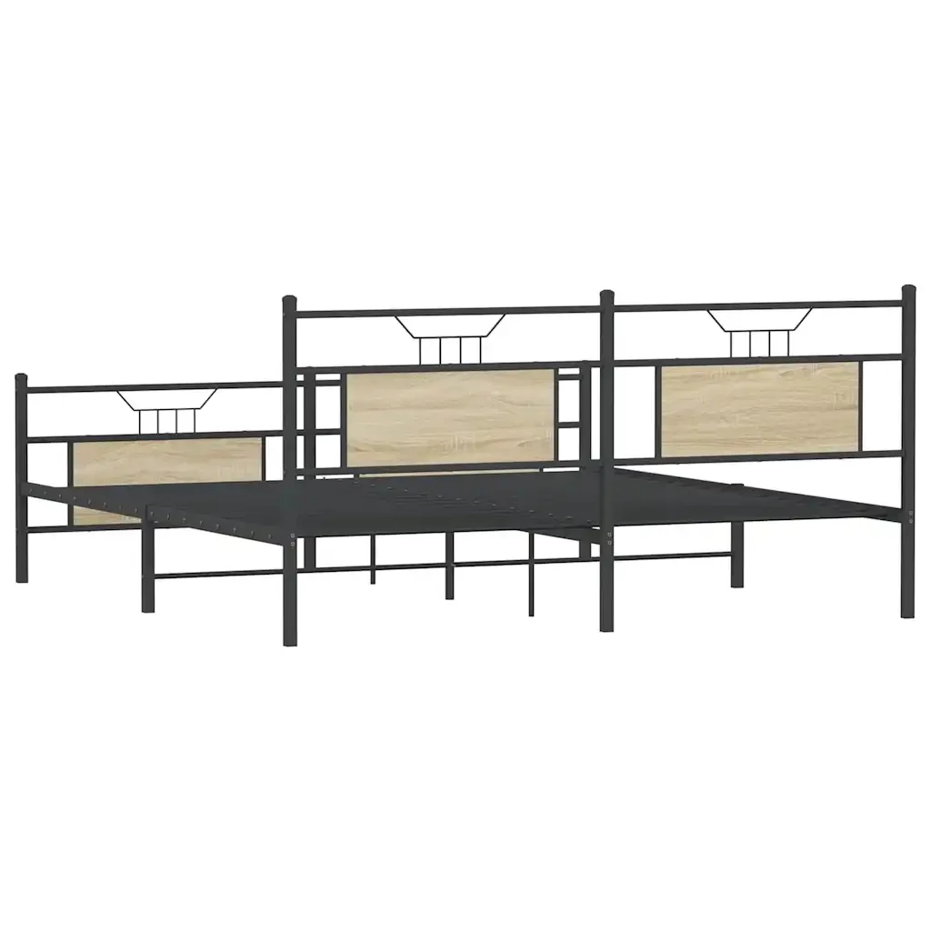 Letto matrimoniale | Letto per adulti | Giroletto senza Materaso in Metallo Rovere Sonoma 180x200 cm - Image 8