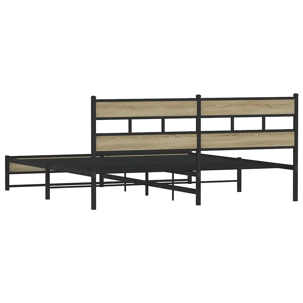 Letto matrimoniale | Letto per adulti | Giroletto senza Materaso in Metallo Rovere Sonoma 180x200 cm - Image 6