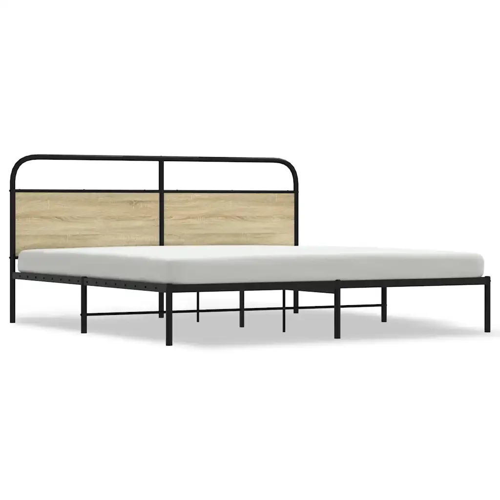 Letto matrimoniale | Letto per adulti | Giroletto senza Materaso in Metallo Rovere Sonoma 180x200 cm