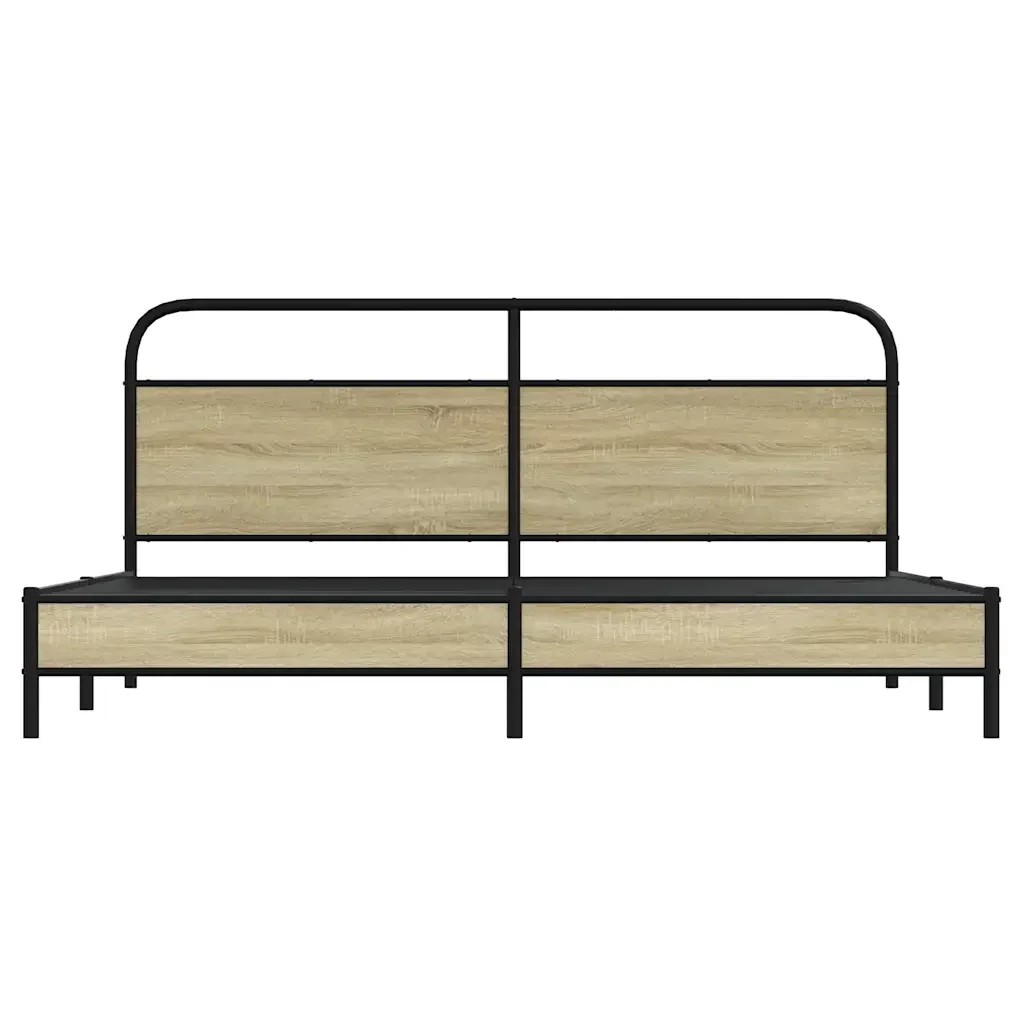 Letto matrimoniale | Letto per adulti | Giroletto senza Materaso in Metallo Rovere Sonoma 180x200 cm - Image 5