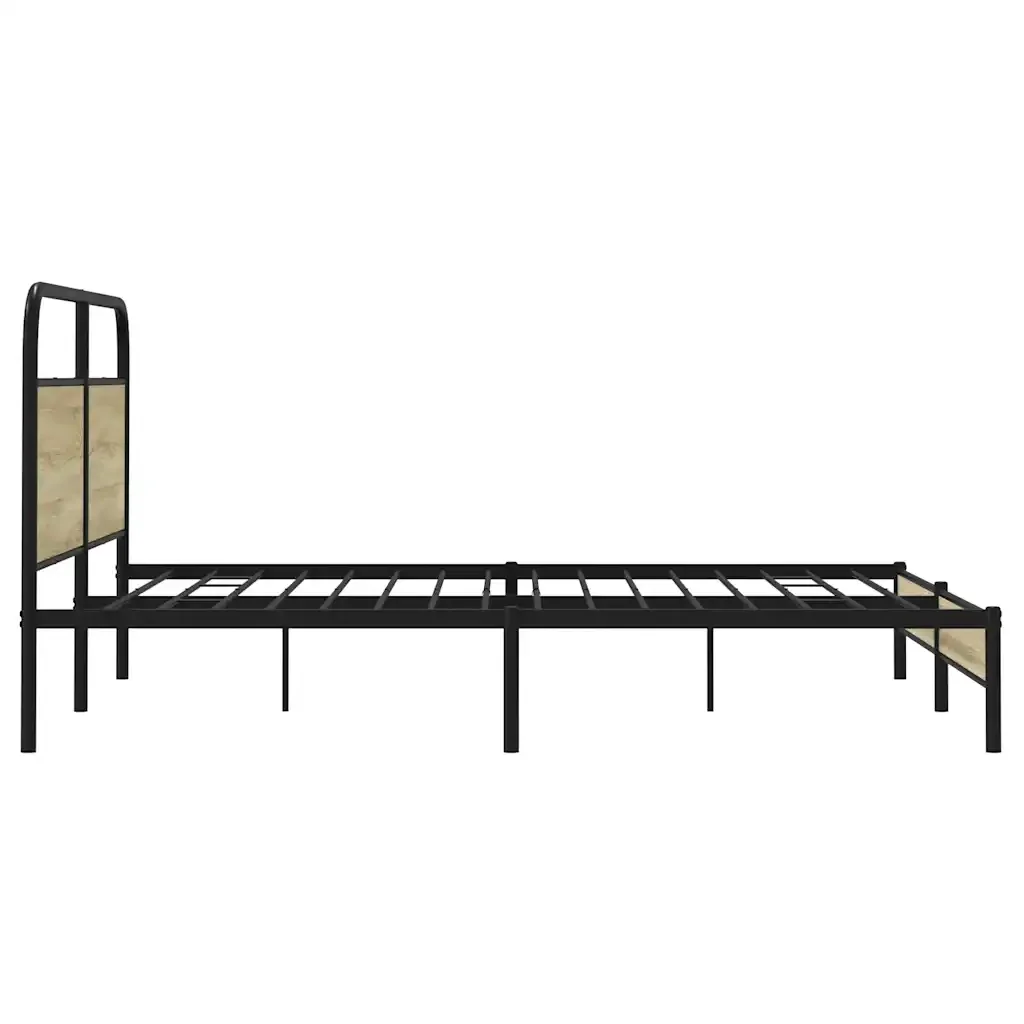 Letto matrimoniale | Letto per adulti | Giroletto senza Materaso in Metallo Rovere Sonoma 180x200 cm - Image 6