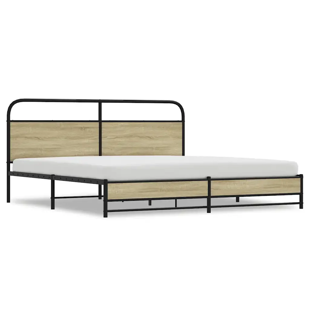 Letto matrimoniale | Letto per adulti | Giroletto senza Materaso in Metallo Rovere Sonoma 180x200 cm