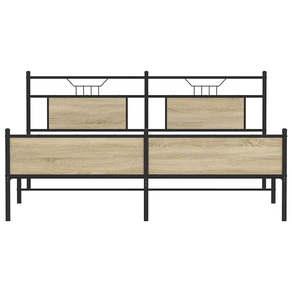 Letto matrimoniale | Letto per adulti | Giroletto senza Materaso in Metallo Rovere Sonoma 180x200 cm - Image 6