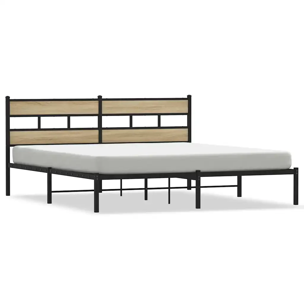 Letto matrimoniale | Letto per adulti | Giroletto senza Materaso in Metallo Rovere Sonoma 180x200 cm