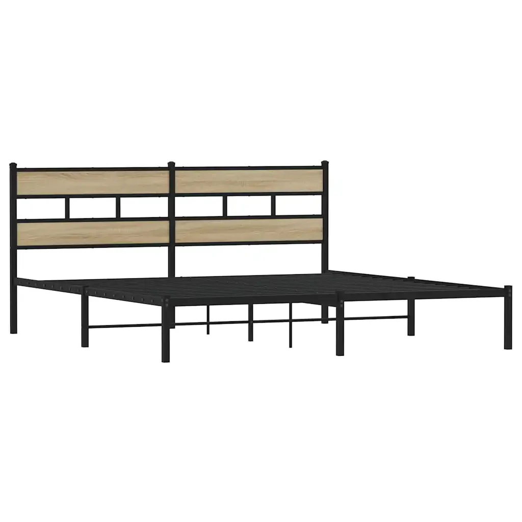 Letto matrimoniale | Letto per adulti | Giroletto senza Materaso in Metallo Rovere Sonoma 180x200 cm - Image 3