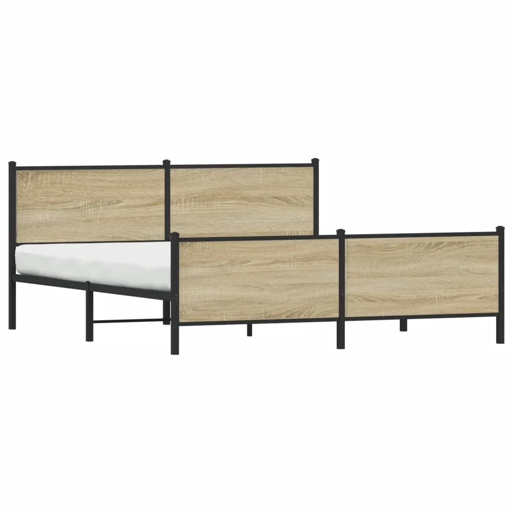 Letto matrimoniale | Letto per adulti | Giroletto senza Materaso in Metallo Rovere Sonoma 180x200 cm - Image 3