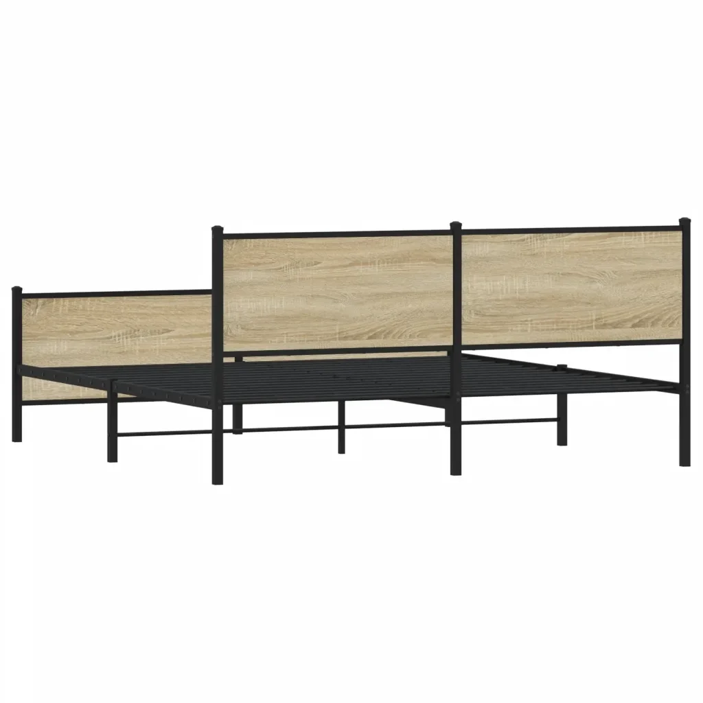 Letto matrimoniale | Letto per adulti | Giroletto senza Materaso in Metallo Rovere Sonoma 180x200 cm - Image 7