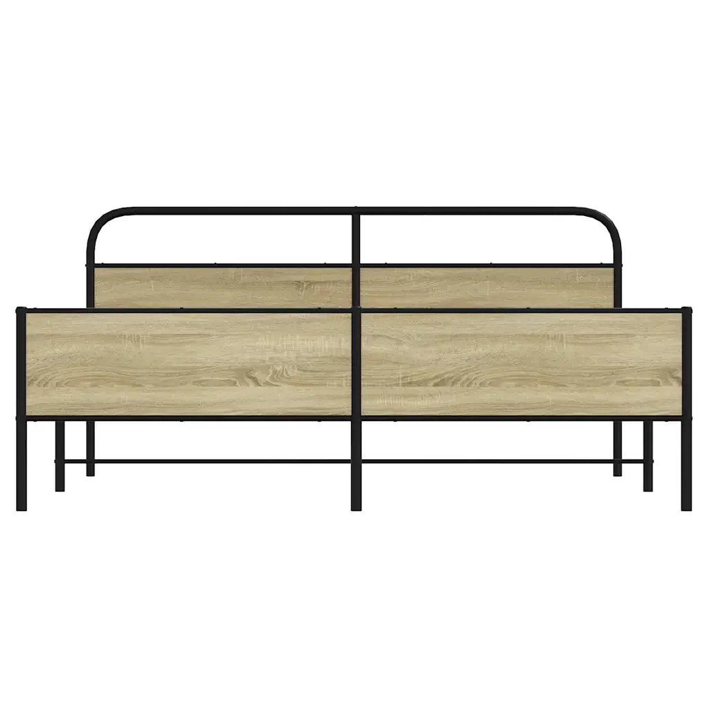 Letto matrimoniale | Letto per adulti | Giroletto senza Materaso in Metallo Rovere Sonoma 180x200 cm - Image 5