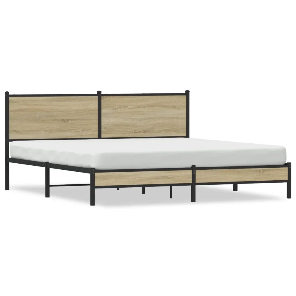 Letto matrimoniale | Letto per adulti | Giroletto senza Materaso in Metallo Rovere Sonoma 180x200 cm