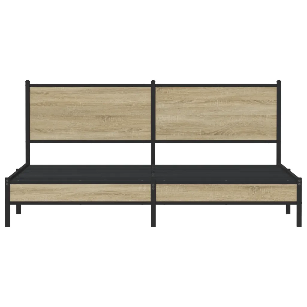 Letto matrimoniale | Letto per adulti | Giroletto senza Materaso in Metallo Rovere Sonoma 180x200 cm - Image 5