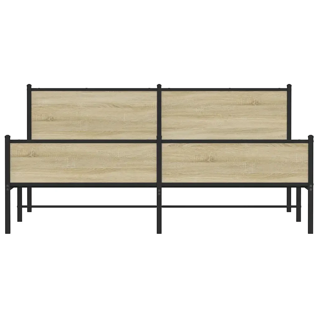 Letto matrimoniale | Letto per adulti | Giroletto senza Materaso in Metallo Rovere Sonoma 180x200 cm - Image 5