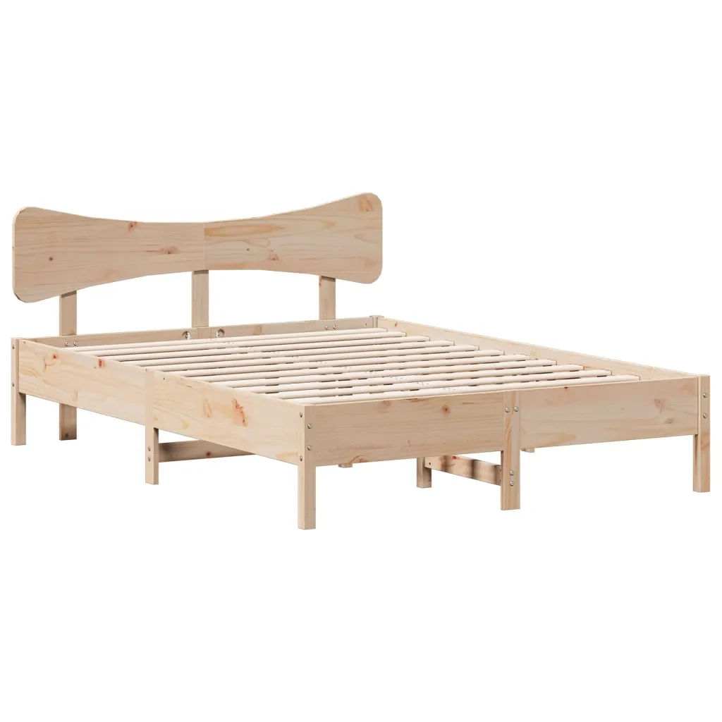 Letto matrimoniale | Letto per adulti | Giroletto senza Materasso 120x190 cm in Legno Massello di Pino