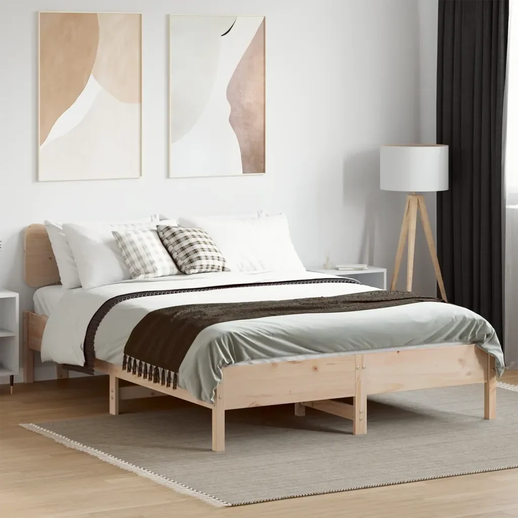 Letto matrimoniale | Letto per adulti | Giroletto senza Materasso 120x190 cm in Legno Massello di Pino - Image 3