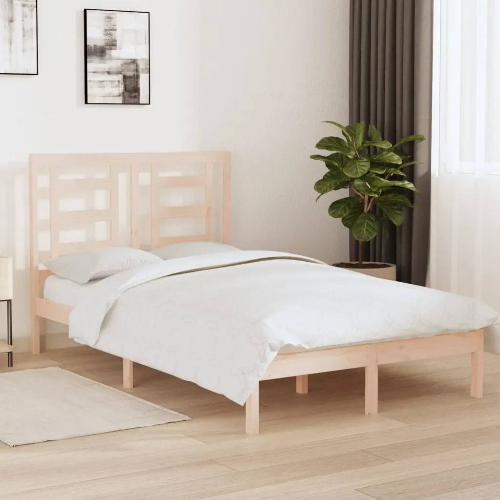 Letto matrimoniale | Letto per adulti | Giroletto senza Materasso 120x200 cm in Legno Massello di Pino - Image 2