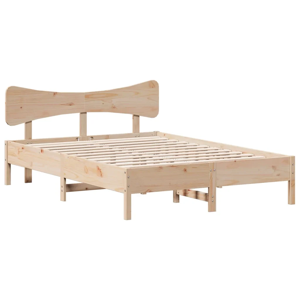 Letto matrimoniale | Letto per adulti | Giroletto senza Materasso 120x200 cm in Legno Massello di Pino