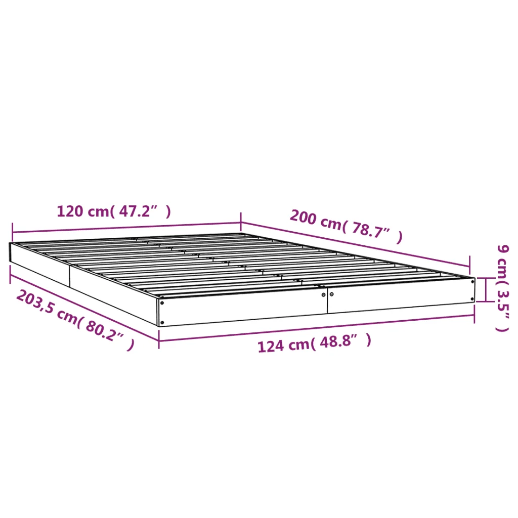 Letto matrimoniale | Letto per adulti | Giroletto senza Materasso 120x200 cm in Legno Massello di Pino - Image 8