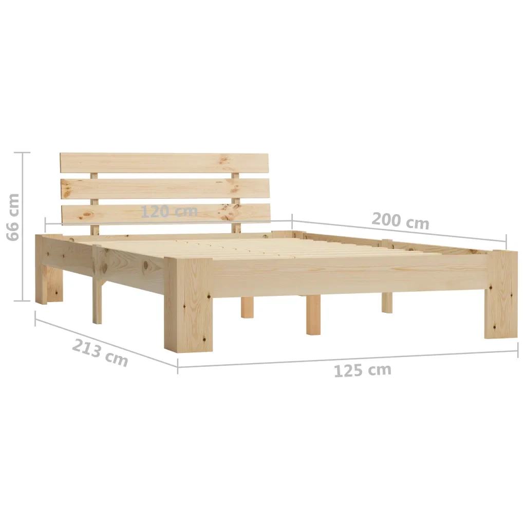 Letto matrimoniale | Letto per adulti | Giroletto senza Materasso 120x200 cm in Legno Massello di Pino - Image 7