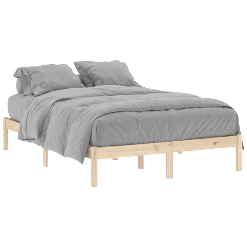 Letto matrimoniale | Letto per adulti | Giroletto senza Materasso 135x190 cm in Legno di Pino Full
