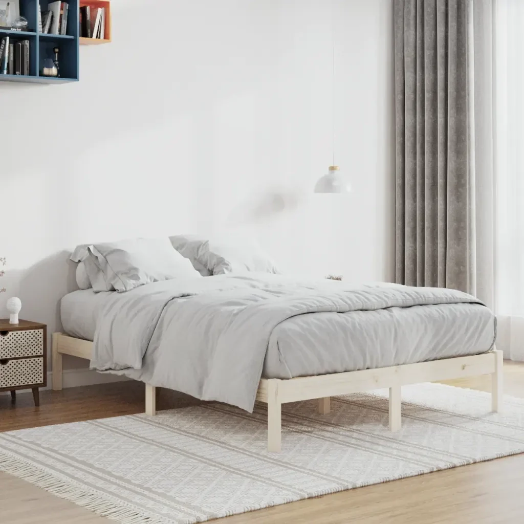 Letto matrimoniale | Letto per adulti | Giroletto senza Materasso 135x190 cm in Legno di Pino Full - Image 2