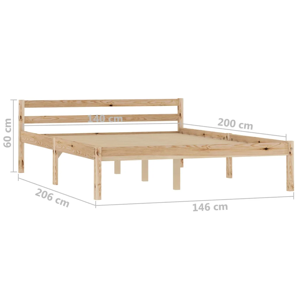 Letto matrimoniale | Letto per adulti | Giroletto senza Materasso 140x200 cm in Legno Massello di Pino - Image 7