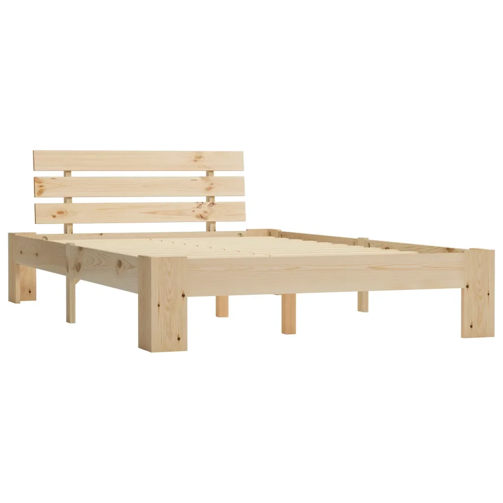 Letto matrimoniale | Letto per adulti | Giroletto senza Materasso 140x200 cm in Legno Massello di Pino