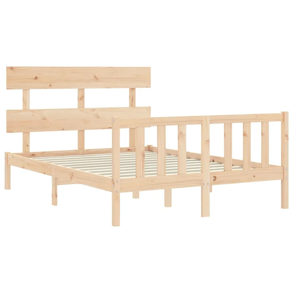 Letto matrimoniale | Letto per adulti | Giroletto senza Materasso 140x200 cm in Legno Massello di Pino - Image 5