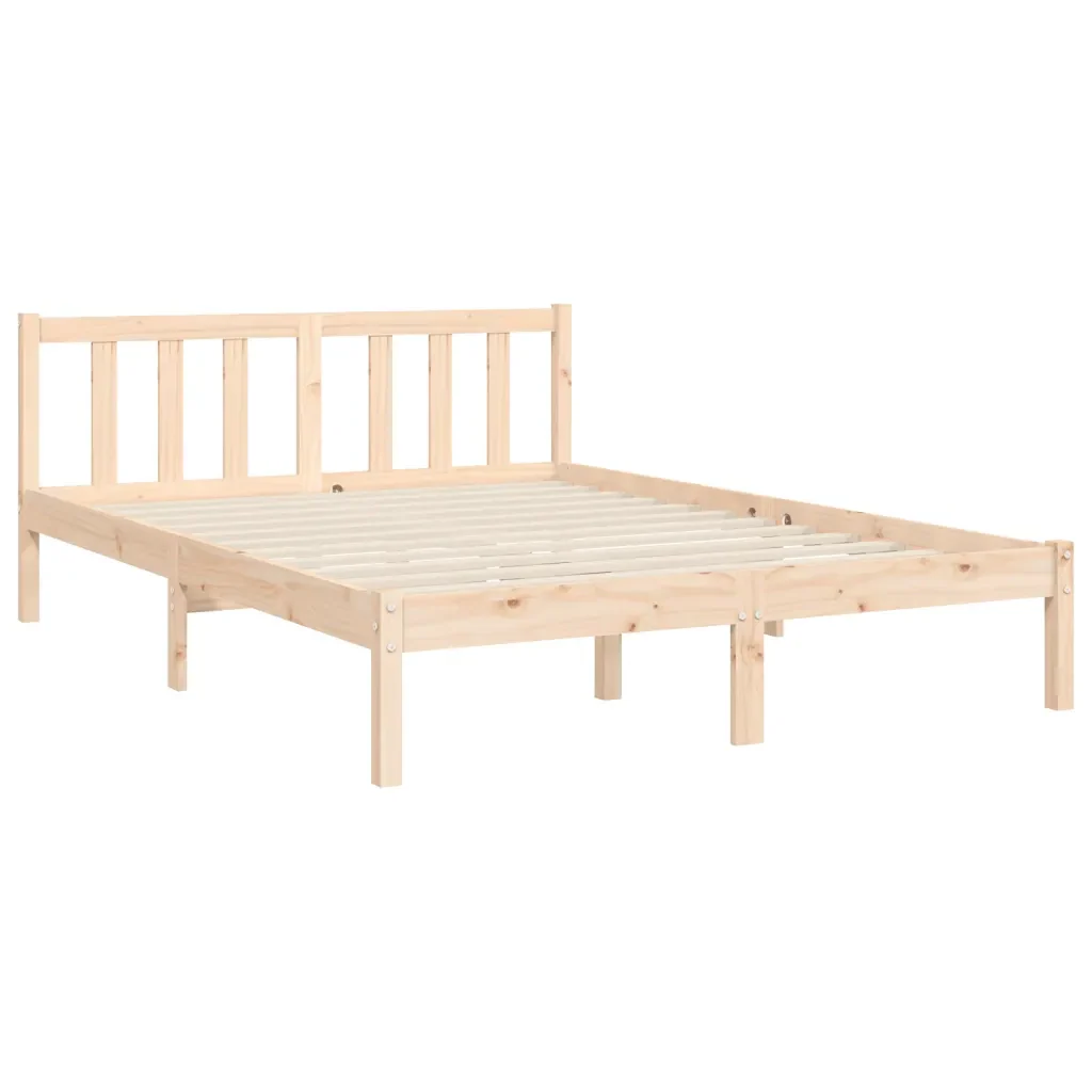 Letto matrimoniale | Letto per adulti | Giroletto senza Materasso 140x200 cm in Legno Massello di Pino - Image 9