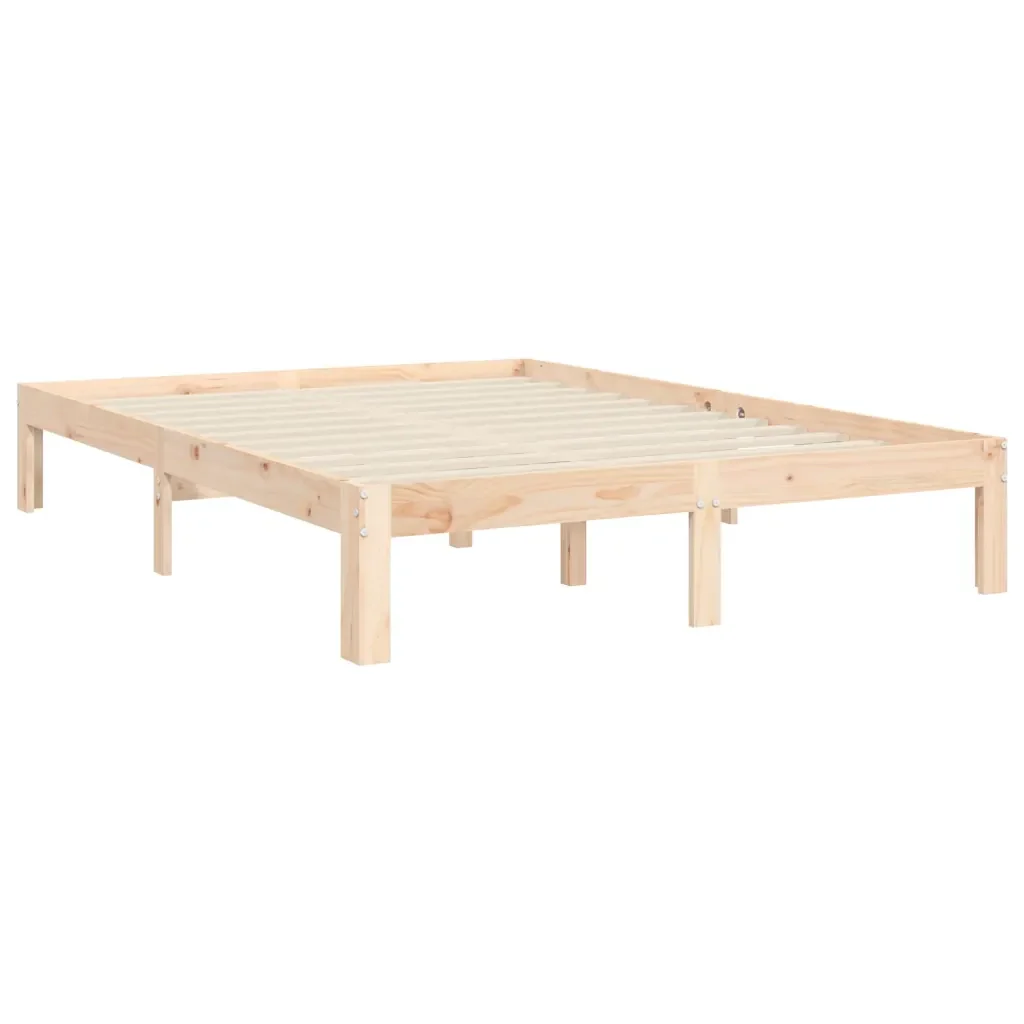 Letto matrimoniale | Letto per adulti | Giroletto senza Materasso 140x200 cm in Legno Massello di Pino - Image 9