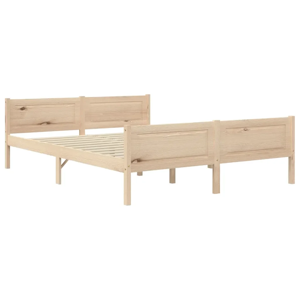 Letto matrimoniale | Letto per adulti | Giroletto senza Materasso 140x200 cm in Legno Massello di Pino - Image 2