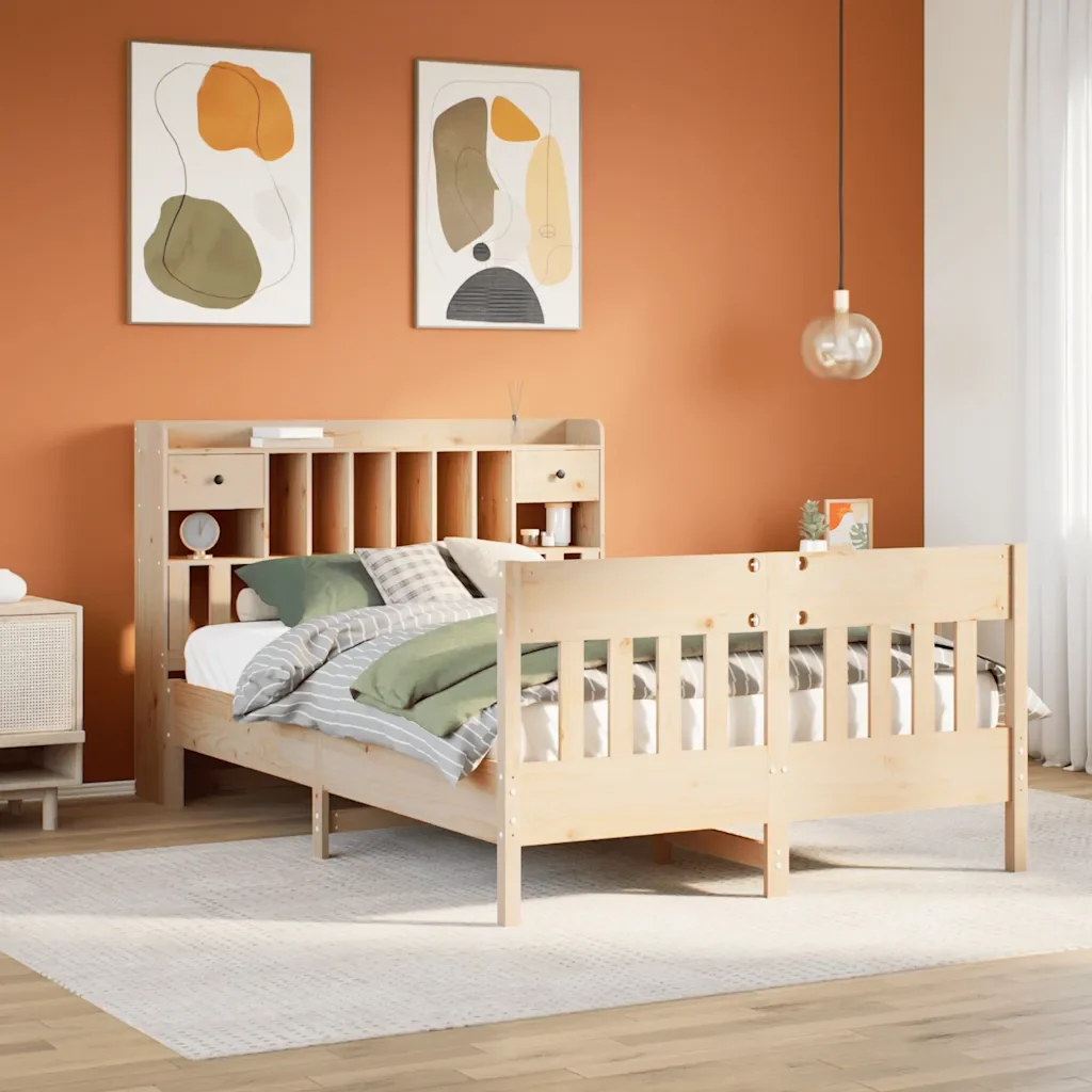 Letto matrimoniale | Letto per adulti | Giroletto senza Materasso 140x200 cm in Legno Massello di Pino - Image 2