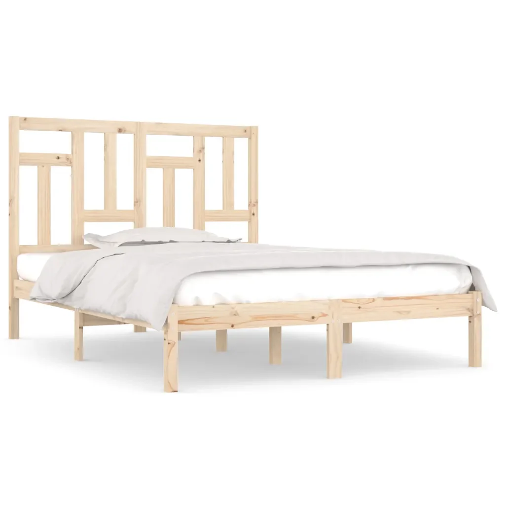 Letto matrimoniale | Letto per adulti | Giroletto senza Materasso 140x200 cm in Legno Massello di Pino