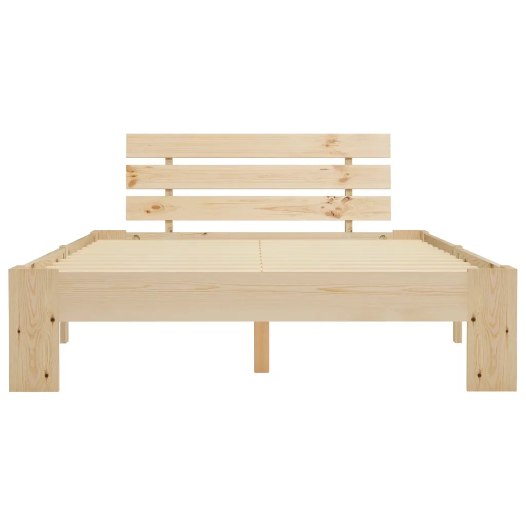 Letto matrimoniale | Letto per adulti | Giroletto senza Materasso 140x200 cm in Legno Massello di Pino - Image 4