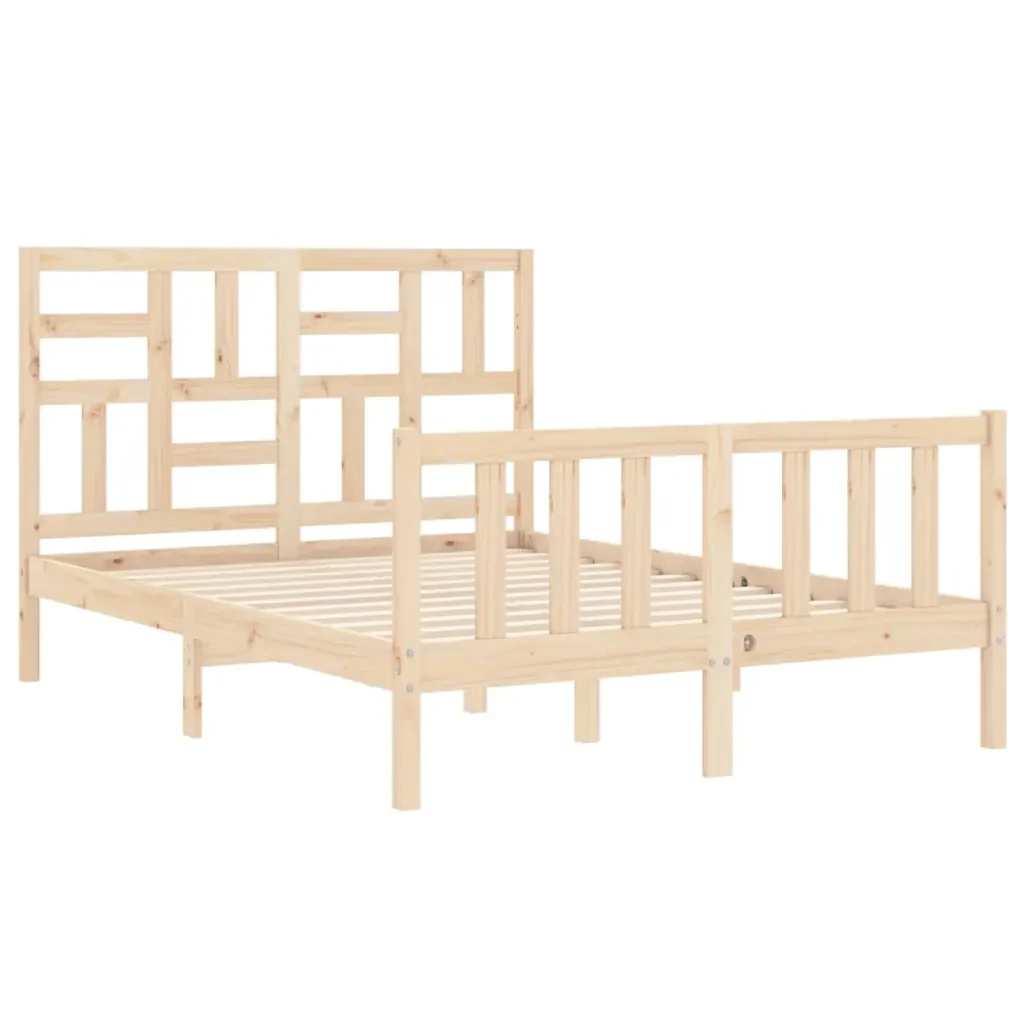 Letto matrimoniale | Letto per adulti | Giroletto senza Materasso 140x200 cm in Legno Massello di Pino - Image 5