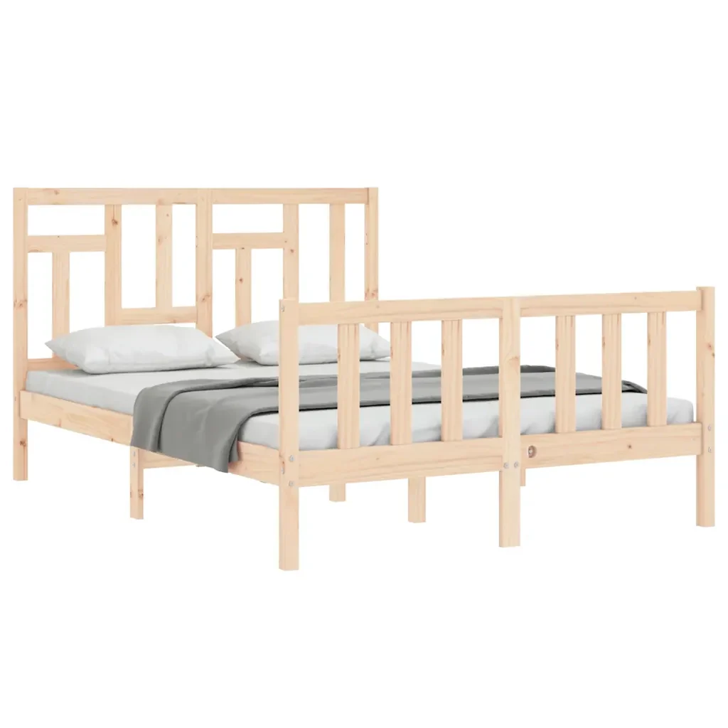Letto matrimoniale | Letto per adulti | Giroletto senza Materasso 140x200 cm in Legno Massello di Pino - Image 3