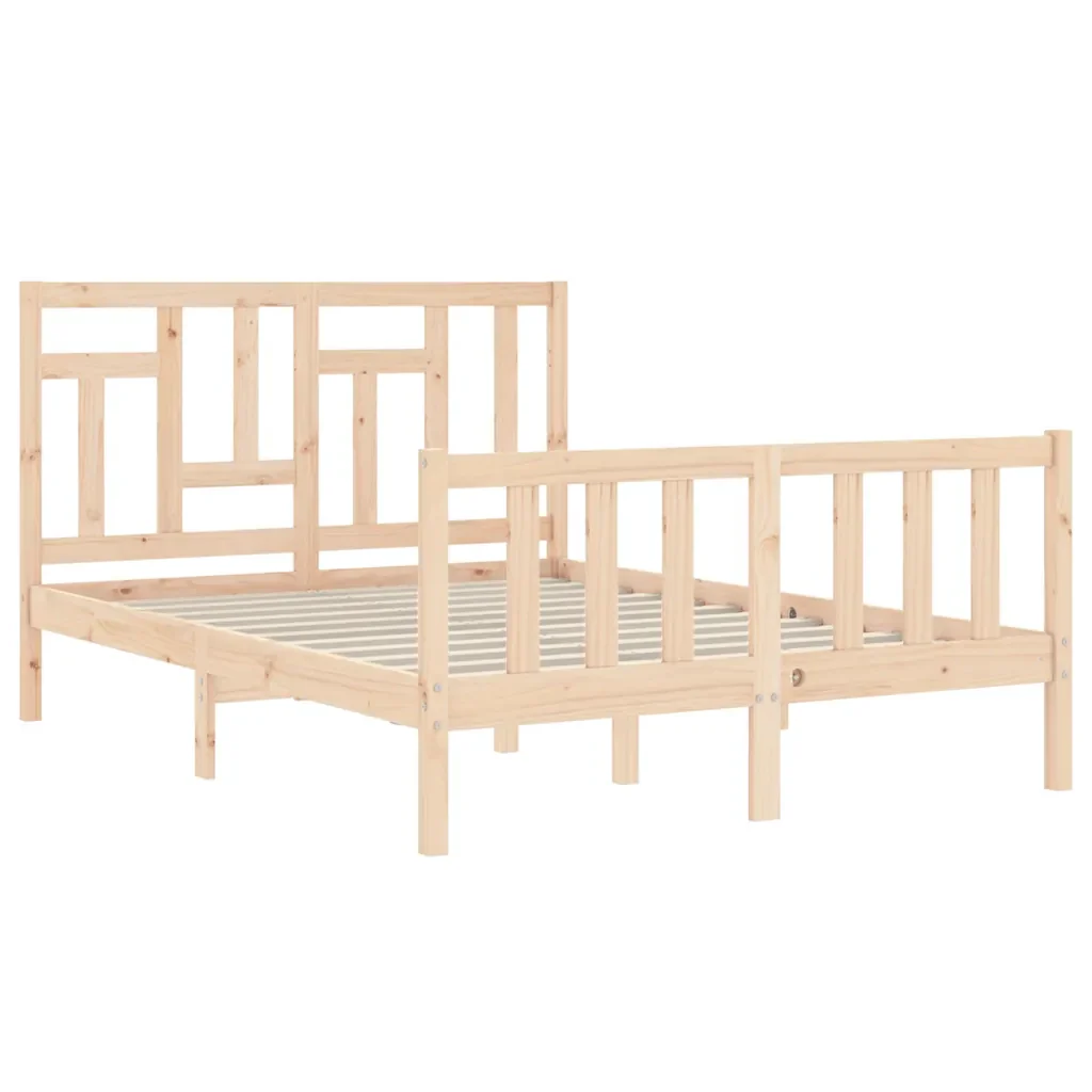 Letto matrimoniale | Letto per adulti | Giroletto senza Materasso 140x200 cm in Legno Massello di Pino - Image 5