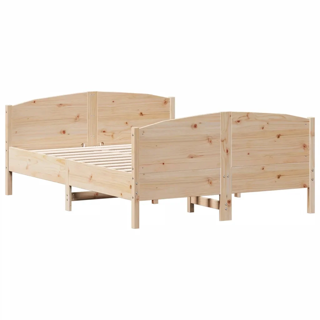 Letto matrimoniale | Letto per adulti | Giroletto senza Materasso 150x200 cm in Legno Massello di Pino - Image 3