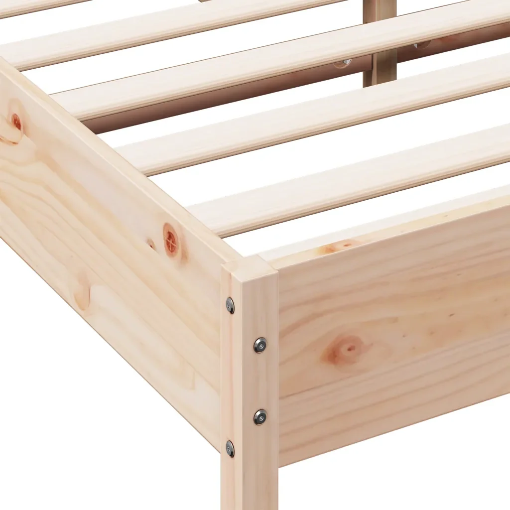 Letto matrimoniale | Letto per adulti | Giroletto senza Materasso 150x200 cm in Legno Massello di Pino - Image 7