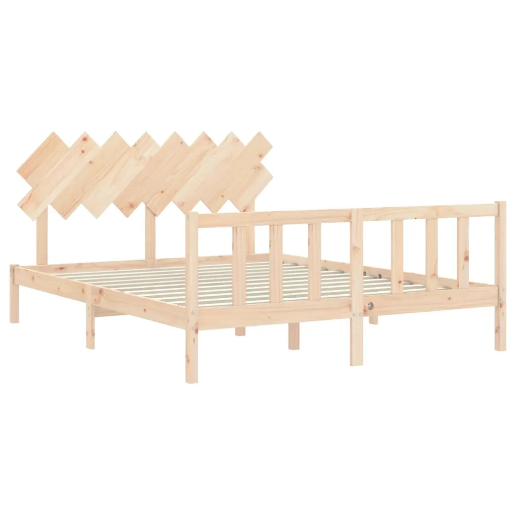 Letto matrimoniale | Letto per adulti | Giroletto senza Materasso 160x200 cm in Legno Massello di Pino - Image 5