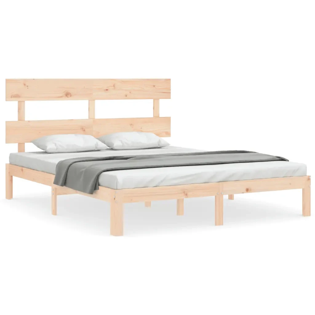 Letto matrimoniale | Letto per adulti | Giroletto senza Materasso 160x200 cm in Legno Massello di Pino