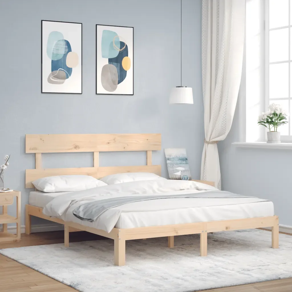 Letto matrimoniale | Letto per adulti | Giroletto senza Materasso 160x200 cm in Legno Massello di Pino - Image 4