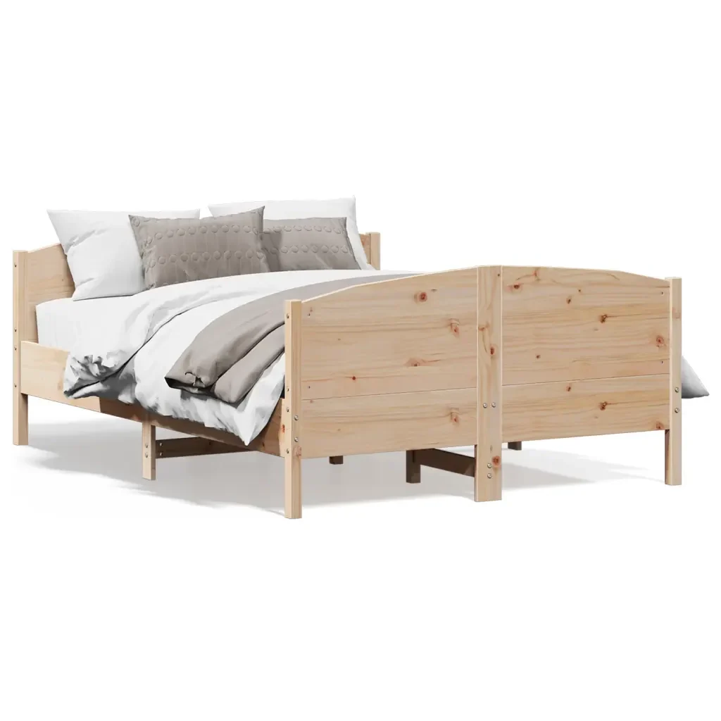 Letto matrimoniale | Letto per adulti | Giroletto senza Materasso 160x200 cm in Legno Massello di Pino